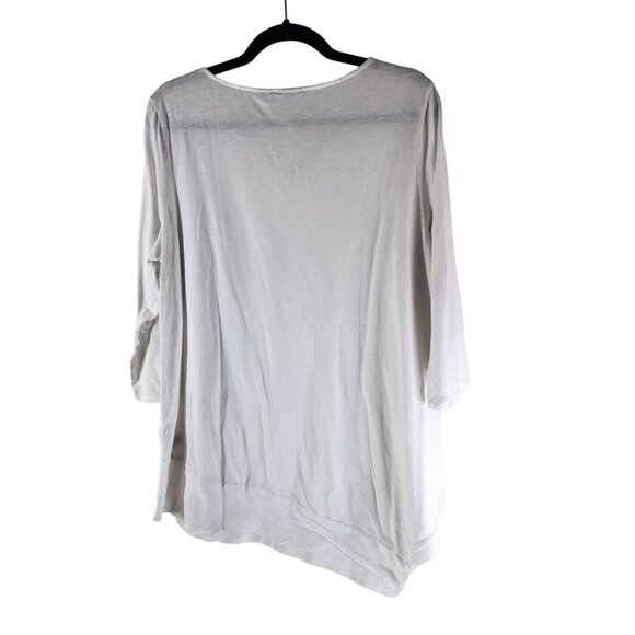 Chicos Zenergy Karsyn Solid Tunic V-Neck Top White Slub Knit Size 2 (US Size L) - Picture 2 of 7